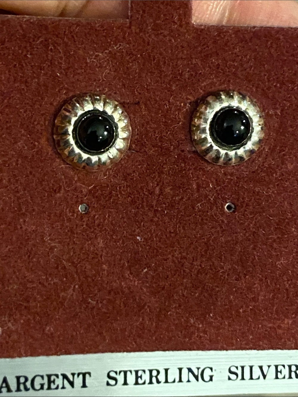 Vintage LCC STG Sterling Silver Black Onyx Petite Stud Earrings